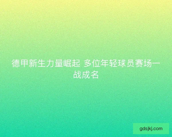 德甲新生力量崛起 多位年轻球员赛场一战成名