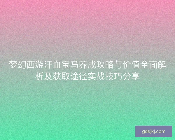 梦幻西游汗血宝马养成攻略与价值全面解析及获取途径实战技巧分享